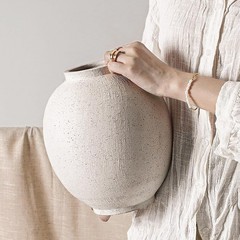 Ceramic Vase Large 9.8 Inch White Farmhouse Flower Vase for Living Room Decor