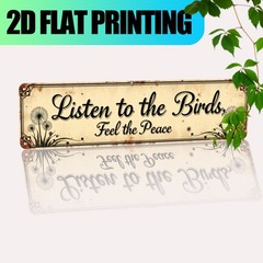 Listen To The Birds Peace Metal Sign Vintage Dandelion Rustic Wall Decor Plaque