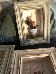 Rustic Framed 3D Shadow Box Flower Potted Farmhouse Cottage 7″x9″ home decor