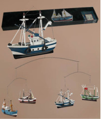 Authentic Models AS031 Trawler Hanging Mobile 4 Boats Trawlers New Fast Shipping