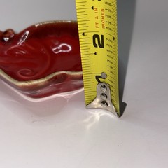 Ceramic Elephant Trinket Tray Dish Ashtray Red Glaze Ombré Edges 4.25”x3”x1”