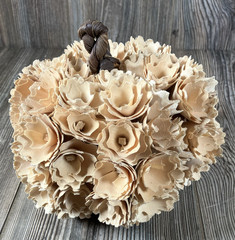 Sola Woodland Tan Flower Ball Home Decor Everlasting Faux Flowers 7in Bouquet
