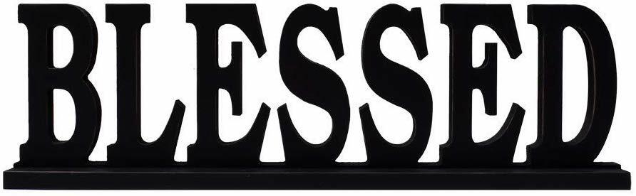 Rustic Black Wood Cut-Out Standing Tabletop Free Standing Sign for Home Decor