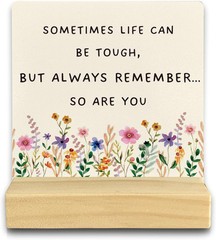 QASHWEY Motivational Desk Decor, Inspirational Decor Floral Wood color-1