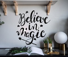 Vinyl Wall Decal Inspiring Quote Believe In Magic Stickers 22.5 in x 22 in gz134