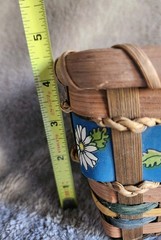 Set of 3 VTG Square Brown Woven Baskets with Daisy Ribbon Accent 4.5″ x 4.5″