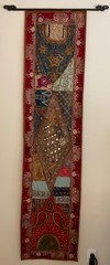Indian Embroidered Wall Hanging Vintage Patchwork Textile Tapestry 78”