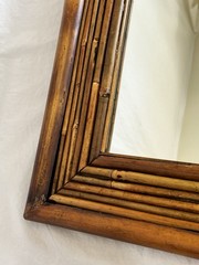 Vintage Bamboo Mirror Rectangular Shape Boho Coastal Chic Style