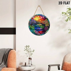 Colorful Bridge Floral Acrylic Suncatcher Round Hanging Sun Catcher Window Decor