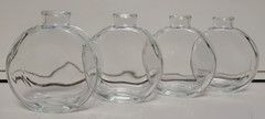 4 DECORATIVE CLEAR GLASS ROUND BOTTLES APOTHECARY 4 INCHES HOLDS 4 OZS
