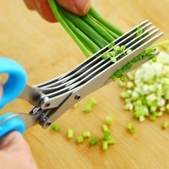 Multifunctional Multi-layer Green Onion Scissors Stainless Steel Onion Cutting K