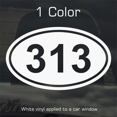 Personalized Area Code or Zip Code 1 Color Custom Oval Vinyl Decal Sticker