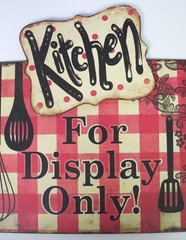 Kitchen for Display Only Three-Dimensional Sign Metal Art Wall Décor Red Plaid