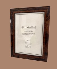 NEW Natalini Handmade 5 x 7″ Italy Lacquer Photo Picture Frame Brown Wood Modern