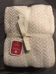 HALLMARK Woven Herringbone Throw Blanket, Beige
