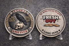 Raven Skull Challenge Coin, Dark Humor Sarcastic Novelty Desk Piece