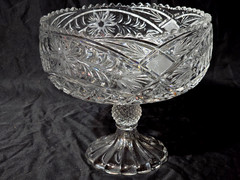 Anna Hutte ANN13 Floral Crystal Footed Compote Bowl 8”