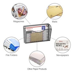 6 Pack Mesh Wall Mounted File Holder Metal Wall File Pocket Mail Black