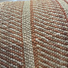 Patterned Woven Basket 12″ Organic, Rustic Organizing -Auburn Stripe Iringa