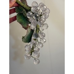VTG Acrylic Grape Clusters Clear Iridescent Purple Green Leaves MCM Decor Set
