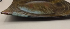 Decorative Fused Glass Square Glass Plate Gold, Brown w/Glitter High Gloss 9.5″