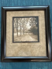 Sondra Wampler Sepia Photography 12”x14” Print Framed Country Road Trees Rustic