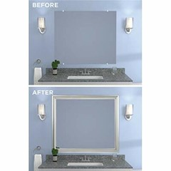Zenna Mirror Framing Kit for Bathrooms, with Beveled Edges, 42 x 36 in., Silver
