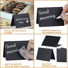 SUMERBOX 20 Pack 4″x3″ Mini Chalkboard Signs for Food Buffet Mini, Black