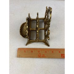 Brass Letter Holder Napkin Ornate Victorian Desk Handcasted 80s Upper Deck
