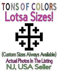 Jerusalem Cross Die Cut Vinyl Decal «Sticker» Many Sizes/50+ Colors Religious