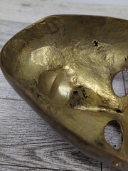 Vintage Solid Brass Masquerade Wall Mask 6 1/2×5 In