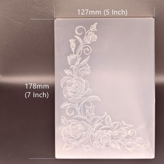Plastic Embossing Folder (5 Inch x 7 | Roses in Corner) Paper white