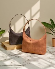 Medium Suede Hobo Bags for Women 10.6 Inch, Matte Faux Leather Shoulder Bag w…