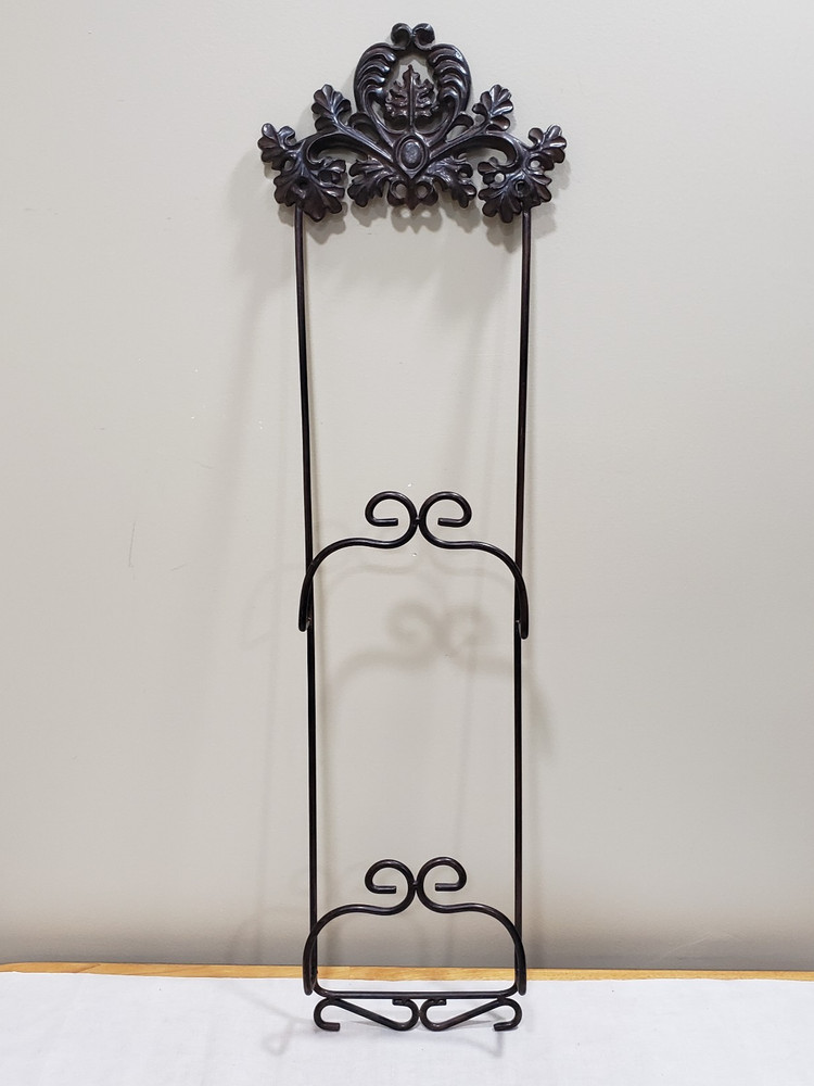 Wall Mount Plate Rack Picture Frame Holder Bronze Wrought Iron Scroll Farmhouse