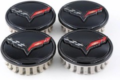 4 C7 Corvette Stingray Center Caps Crossed Flag Logo