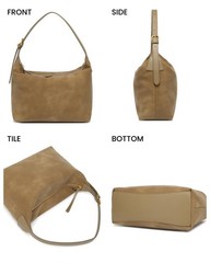 Medium Suede Hobo Bags for Women 10.6 Inch, Matte Faux Leather Shoulder Bag w…