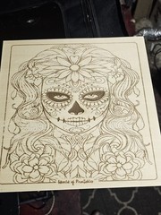 World of Printables Sugar Skull Floral Print, Vertical, Beige/Brown