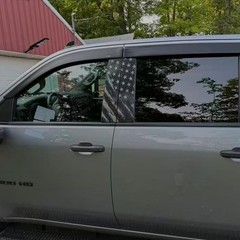 Universal 2PCS Car Pillar American Flag Decal – Distressed Matte Black Vertic…