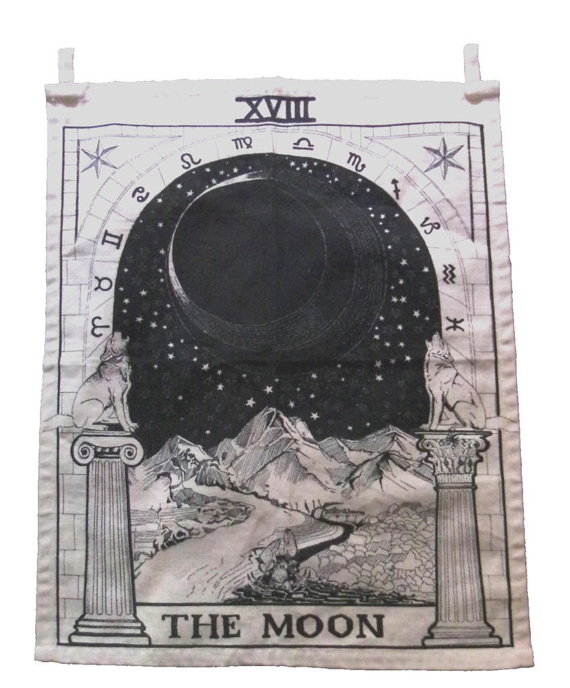Moon Wallhanging Zodiac Tarot 20 & 1/4 X 16.5 In Cotton UrbanOutfitters No Rod