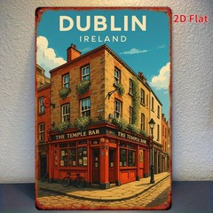 Dublin Ireland Temple Bar Metal Sign Vintage Travel Poster Pub Wall Decoration