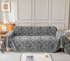 Palm Leaf Large Chenille Throws Thick Sofas Settee Bedspread Bed Cover Blanket
