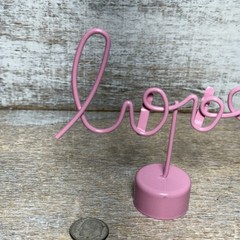 Unbranded LOVE Metal Picture With Clips Frame Script Letter PINK 3.5″x3″