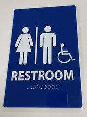 Acrylic Restroom Sex Neutral Sign set (round + rectangular), ADA & Braille