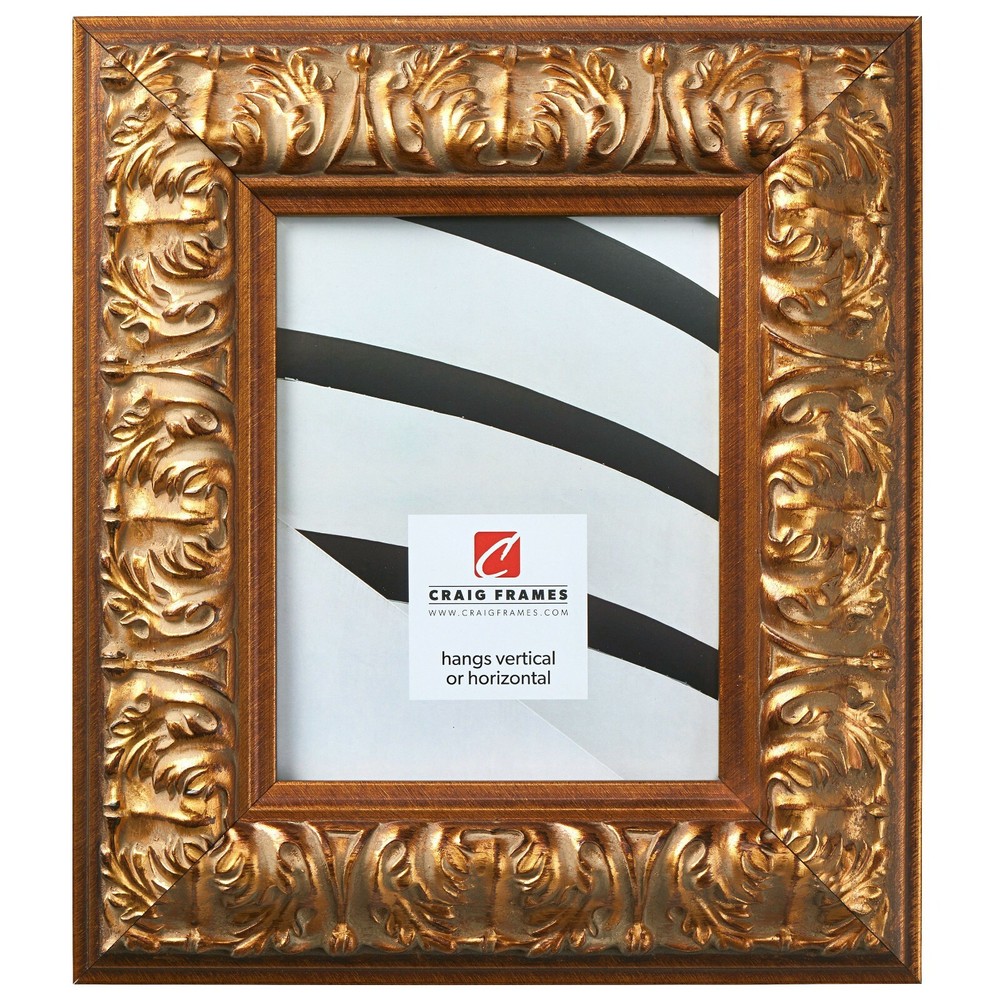 Craig Frames 3″ Wide Distressed Ornate Gold Wall Picture Frames w/ Leaf Detail