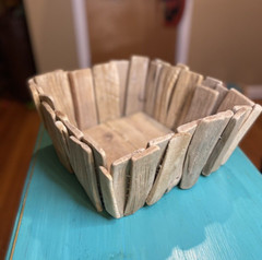 Driftwood square basket container / Coastal Decor / Driftwood