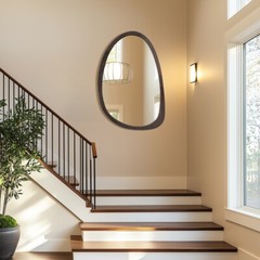 Asymmetrical Mirror Irregular Mirror Wall Mirrors Wood Frame for Home Decorative