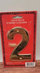 Vtg 3 3/4 inch Handcrafted Upper Deck Solid Brass House Number «2» Sealed