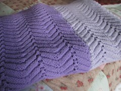 Crochet Afghan Throw Blanket Zig Zag Chevron Purple Lavender 53 x 76 in