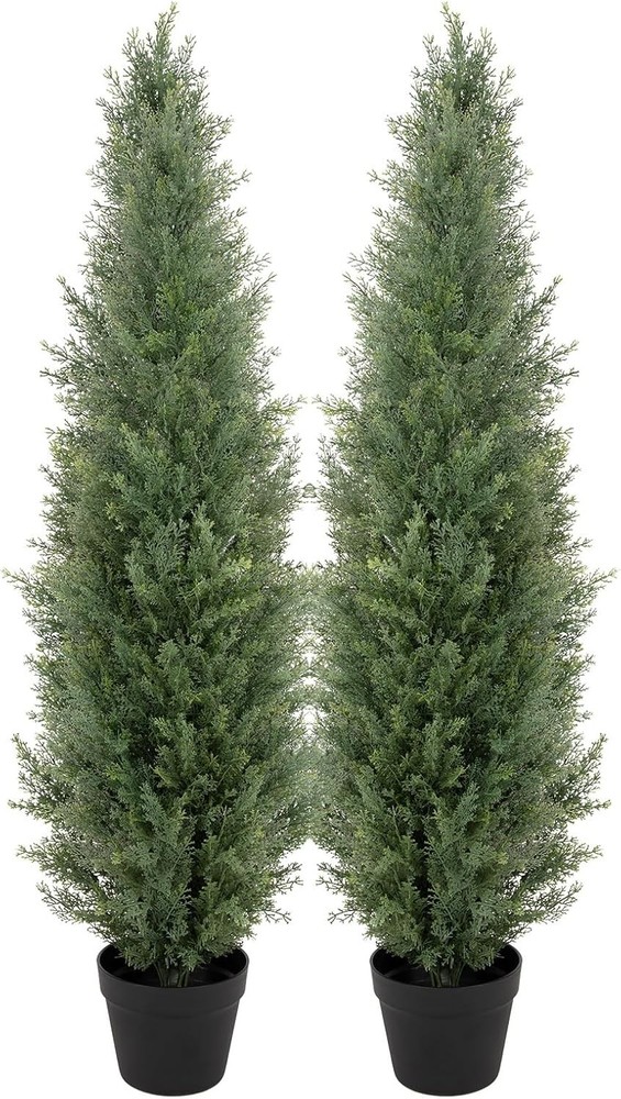 Bellacat 4ft UV Resistant Artificial Topiary Trees Outdoor, 48in Faux Cedar Tree