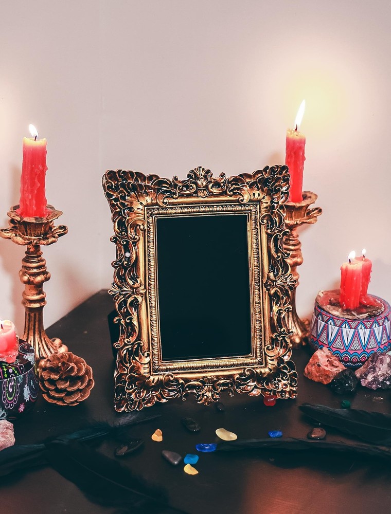 Black Scrying Mirror – Witchcraft Tools Altar Kit Supplies for Divination – D…